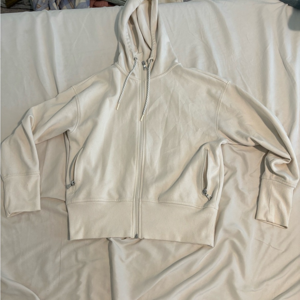 Old navy cream cropped zip up hoodie